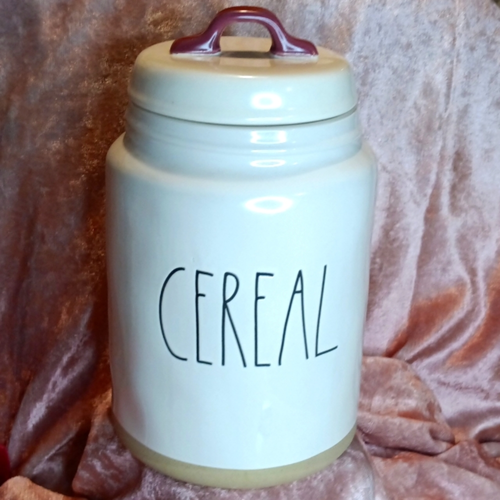 LN RAE DUNN 'CEREAL' LARGE CERAMIC CANISTER